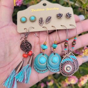 6 Piece Set Bohemian Hippie Earrings Boho Jewelry Bohemian Dangle Earrings